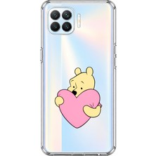 Mobilpad Oppo Reno 4 Lite Uyumlu Winnie Kalp Desenli Şeffaf Telefon Kılıfı
