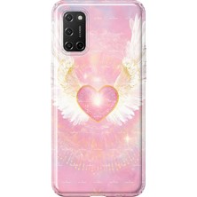 Mobilpad Oppo A52/72/92 Uyumlu Melek Kalp Desenli Şeffaf Telefon Kılıfı