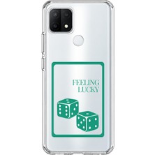 Mobilpad Oppo A15/A15S Uyumlu Feeling Lucky Desenli Şeffaf Telefon Kılıfı