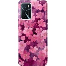 Mobilpad Oppo A16/A55 Uyumlu Çiçekler Desenli Şeffaf Telefon Kılıfı