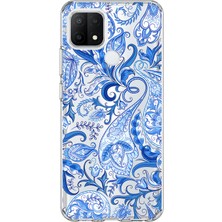 Mobilpad Oppo A15/A15S Uyumlu Mavi Desenler Desenli Şeffaf Telefon Kılıfı