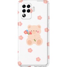 Mobilpad Oppo Reno 5 Lite Uyumlu Sevimli Ayıcık Desenli Şeffaf Telefon Kılıfı