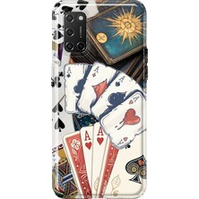 Mobilpad Oppo A52/72/92 Uyumlu Kartlar Desenli Şeffaf Telefon Kılıfı