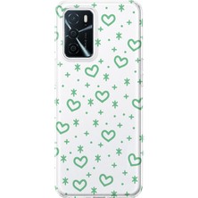 Mobilpad Oppo A16/A55 Uyumlu Kalpler Desenli Şeffaf Telefon Kılıfı