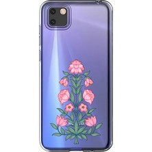 Mobilpad Huawei Y5P Uyumlu Çiçek Desenli Şeffaf Telefon Kılıfı