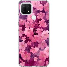 Mobilpad Oppo A15/A15S Uyumlu Çiçekler Desenli Şeffaf Telefon Kılıfı