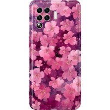 Mobilpad Oppo Reno 5 Lite Uyumlu Çiçekler Desenli Şeffaf Telefon Kılıfı