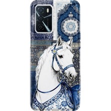 Mobilpad Oppo A16/A55 Uyumlu Beyaz At Desenli Şeffaf Telefon Kılıfı