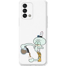 Mobilpad Oppo A74 Uyumlu Squidward Desenli Şeffaf Telefon Kılıfı