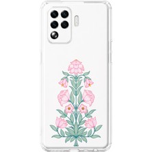 Mobilpad Oppo Reno 5 Lite Uyumlu Çiçek Desenli Şeffaf Telefon Kılıfı