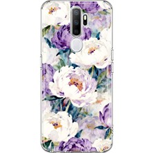 Mobilpad Oppo A5 2020/OPPO A9 2020 Uyumlu Çiçek Desenli Şeffaf Telefon Kılıfı