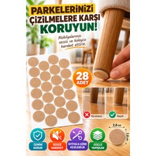 Open City 28 Adet Yapışkanlı Mobilya Keçesi 2,8 cm Yuvarlak Sandalye Masa Koltuk Ayağı Altı Parke Koruyucu Ped