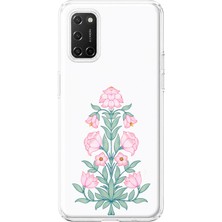 Mobilpad Oppo A52/72/92 Uyumlu Çiçek Desenli Şeffaf Telefon Kılıfı