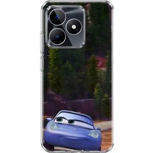 Mobilpad Realme C53 Uyumlu Arabalar Desenli Şeffaf Telefon Kılıfı
