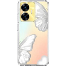 Mobilpad Realme C55 Uyumlu Kelebek Desenli Şeffaf Telefon Kılıfı