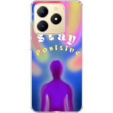 Mobilpad Realme C61/C63 Uyumlu Stay Positive Desenli Şeffaf Telefon Kılıfı