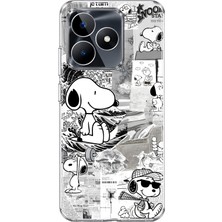 Mobilpad Realme C53 Uyumlu Snoopy Desenli Şeffaf Telefon Kılıfı