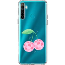 Mobilpad Realme 5i/6i/c3 Uyumlu Kiraz Desenli Şeffaf Telefon Kılıfı
