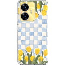 Mobilpad Realme C55 Uyumlu Laleler Desenli Şeffaf Telefon Kılıfı