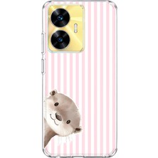 Mobilpad Realme C55 Uyumlu Sevimli Su Samuru Desenli Şeffaf Telefon Kılıfı