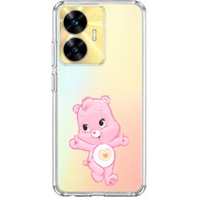 Mobilpad Realme C55 Uyumlu Sevimli Ayıcık Desenli Şeffaf Telefon Kılıfı