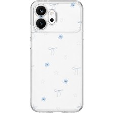 Mobilpad Honor 600 Uyumlu Çiçek Kalp Fiyonk Desenli Şeffaf Telefon Kılıfı