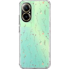 Mobilpad Realme 12 Lite Uyumlu Çiçek Desenli Şeffaf Telefon Kılıfı