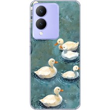 Mobilpad Vivo Y17S Uyumlu Ördekler Desenli Şeffaf Telefon Kılıfı