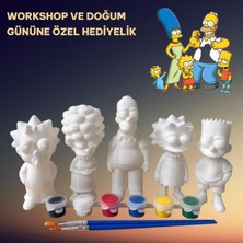 3D Layer Craft 3D Homer-Marge-Bart-Lisa ve Maggie Simpson 5 Li Set Figür Boyama Seti - Kendin Boya Hobi ve Etkinlik Seti - Akrilik Boya + 10 Fırça