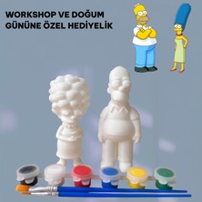 3D Layer Craft 3D Homer ve Marge Simpson 2 Li Set Figür Boyama Seti - Kendin Boya Hobi ve Etkinlik Seti - Akrilik Boya + 4 Fırça