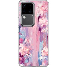 Mobilpad Vivo V30 5g Uyumlu Pastel Çiçek Desenli Şeffaf Telefon Kılıfı