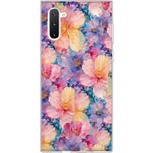Mobilpad Samsung Galaxy Note 10 Uyumlu Çiçek Desenli Şeffaf Telefon Kılıfı