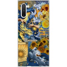 Mobilpad Samsung Galaxy Note 10 Uyumlu Van Gogh Kolaj Desenli Şeffaf Telefon Kılıfı