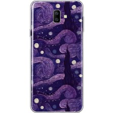 Mobilpad Samsung Galaxy J6 Plus Uyumlu Van Gogh Desenli Şeffaf Telefon Kılıfı