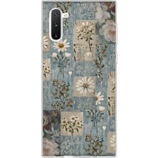 Mobilpad Samsung Galaxy Note 10 Uyumlu Vintage Çiçekler Desenli Şeffaf Telefon Kılıfı