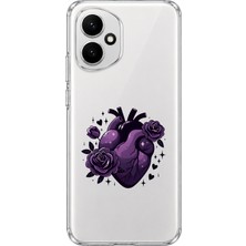 Mobilpad Honor 400 Uyumlu Çiçek Kalp Desenli Şeffaf Telefon Kılıfı