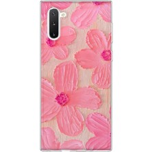 Mobilpad Samsung Galaxy Note 10 Uyumlu Pastel Çiçek Desenli Şeffaf Telefon Kılıfı