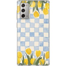 Mobilpad Samsung Galaxy Note 20 Uyumlu Laleler Desenli Şeffaf Telefon Kılıfı