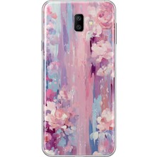 Mobilpad Samsung Galaxy J6 Plus Uyumlu Pastel Çiçek Desenli Şeffaf Telefon Kılıfı