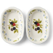 LuckyArt Bramble Bone 25 cm 2'li Oval Tabak Seti