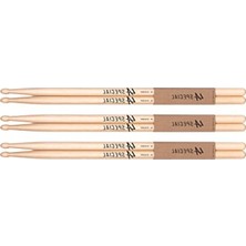 Mythriva Oval Ahşap Başlıklı 5A Hickory Davul Çubukları, Üç Çift Set