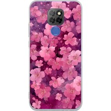 Mobilpad General Mobile GM20 Uyumlu Çiçekler Desenli Şeffaf Telefon Kılıfı
