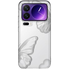 Mobilpad Xiaomi 17 Pro Max Uyumlu Kelebek Desenli Şeffaf Telefon Kılıfı