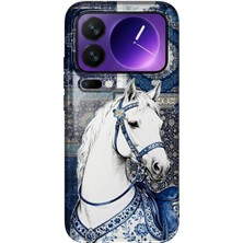 Mobilpad Xiaomi 17 Pro Max Uyumlu Beyaz At Desenli Şeffaf Telefon Kılıfı
