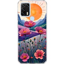 Mobilpad Omix X300/X500 Uyumlu Güneş ve Çiçekler Desenli Şeffaf Telefon Kılıfı
