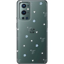 Mobilpad Oneplus 9 Pro Uyumlu Çiçek Kalp Fiyonk Desenli Şeffaf Telefon Kılıfı