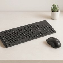 Kablosuz Multimedya Klavye ve Mouse Seti (Q Klavye) - Siyah