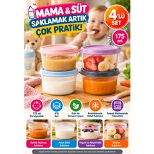 Open City 4'lü 175 ml Mama Süt Saklama Kabı Kapaklı Mini Gıda Püre Yoğurt Atıştırmalık Porsiyon Kabı Seti