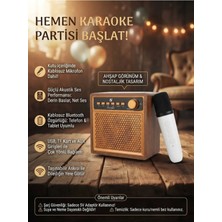 Novmark KTS-1965 Ahşap Görünümlü Kablosuz Mikrofonlu Karaoke Bluetooth