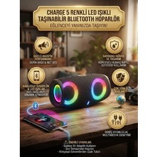 Novmark Charge 5 Renkli LED Işıklı Taşınabilir Bluetooth Hoparlör